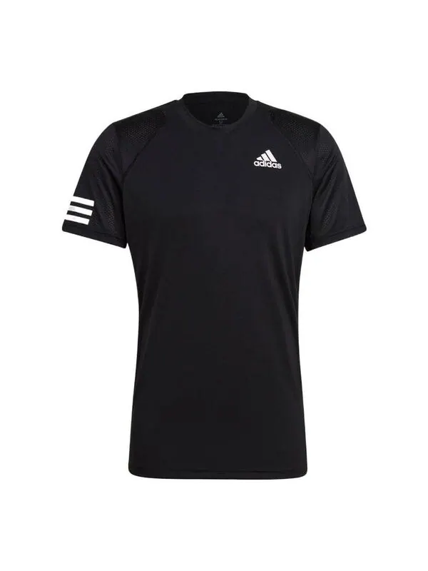 Футболка adidas Stripe Round Neck Pullover Logo Printing Solid Color Short Sleeve Black — изображение 1 из 4, мульти