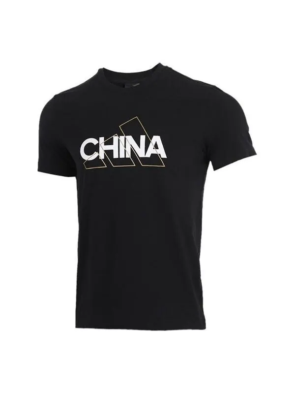 Футболка adidas China Tee Casual Sports Round Neck Breathable Short Sleeve Black — изображение 1 из 4, черный