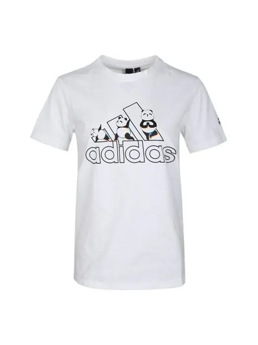 Футболка panda bos футболка спортивная стильная с коротким рукавом белая Adidas — изображение 1 из 4, белый