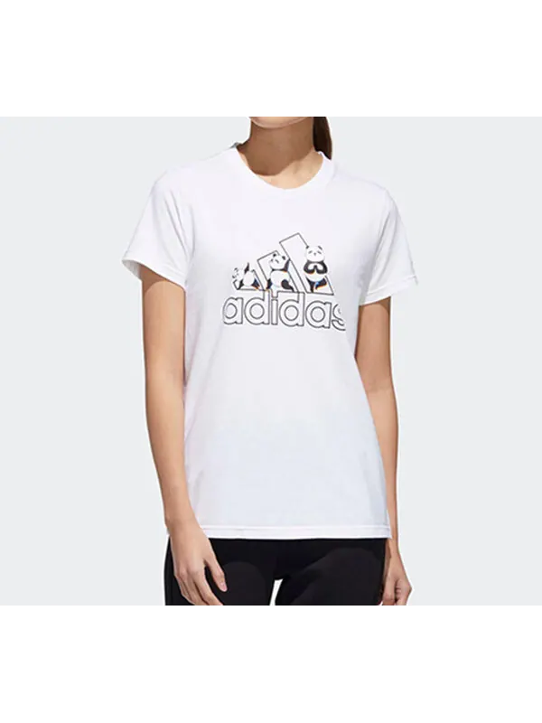 Футболка panda bos футболка спортивная стильная с коротким рукавом белая Adidas — изображение 3 из 4, белый