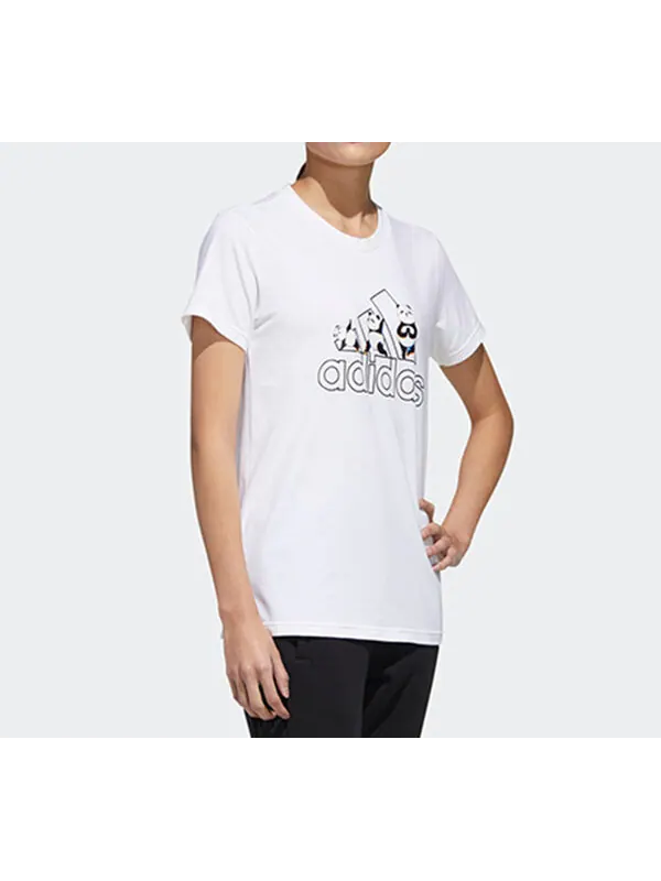 Футболка panda bos футболка спортивная стильная с коротким рукавом белая Adidas — изображение 4 из 4, белый