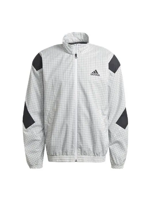 Куртка adidas Plaid Pattern Loose Zipper Jacket White — изображение 1 из 4, белый