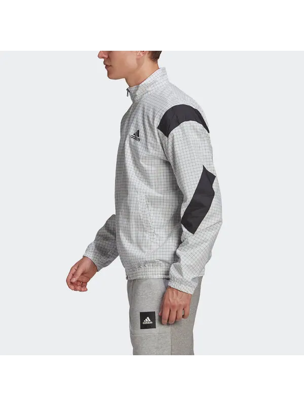 Куртка adidas Plaid Pattern Loose Zipper Jacket White — изображение 3 из 4, белый