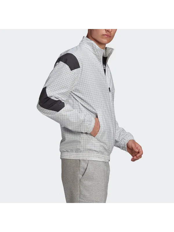 Куртка adidas Plaid Pattern Loose Zipper Jacket White — изображение 4 из 4, белый