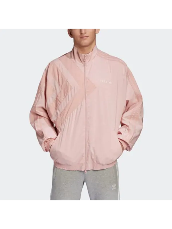 Куртка originals logo printing stand collar sports jacket pink Adidas — изображение 3 из 4, розовый