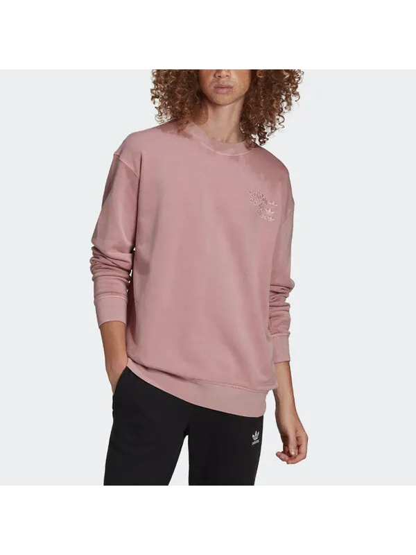 Толстовка Men's adidas originals Logo Pattern Loose Round Neck Long Sleeves Pink — изображение 3 из 4, мульти