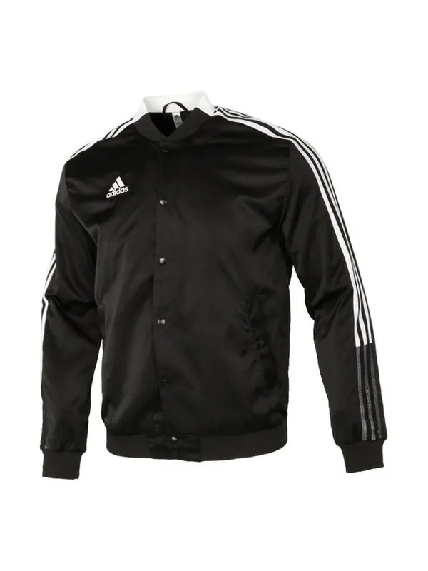 Куртка adidas Classic Stripes Logo Windproof Baseball Jacket Men's Black — изображение 1 из 4, черный