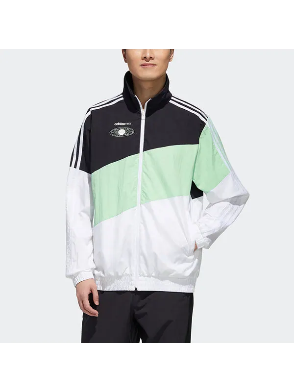 Куртка adidas neo Colorblock Zipper Stand Collar Sports Jacket Black Green Colorblock — изображение 3 из 4, мульти
