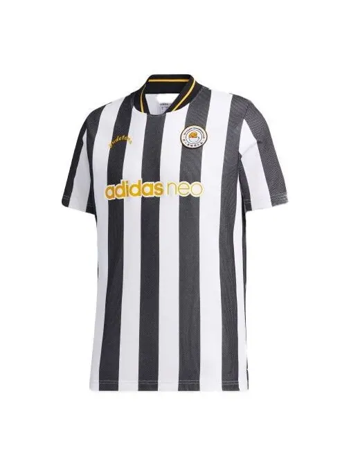 Футболка neo yellow sports short sleeve black white Adidas — изображение 1 из 4, черный / белый