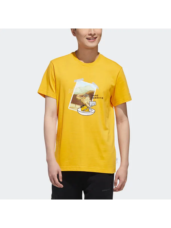Футболка neo x yellow crossover m gdtm tee printing round neck sports short sleeve yellow Adidas — изображение 3 из 4, желтый