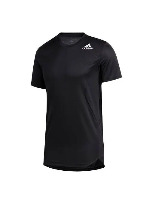 Футболка однотонные тренировочные спортивные с коротким рукавом Adidas — изображение 1 из 4, черный