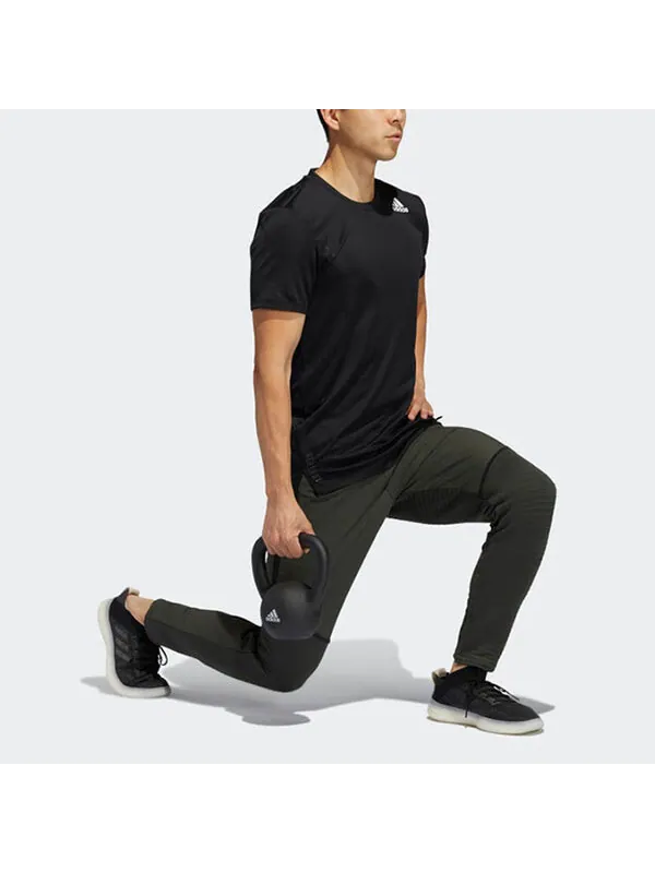 Футболка однотонные тренировочные спортивные с коротким рукавом Adidas — изображение 3 из 4, черный