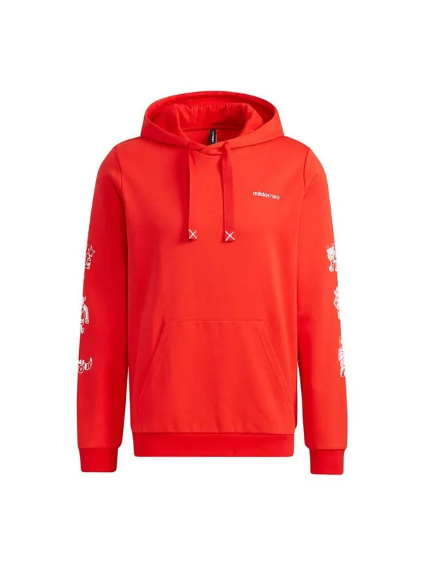 Толстовка adidas neo Artist Sweat Printed Sports Hooded Sweater Men's Red — изображение 1 из 4, красный