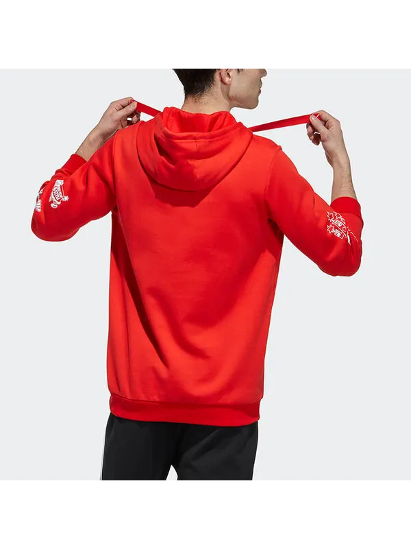 Толстовка adidas neo Artist Sweat Printed Sports Hooded Sweater Men's Red — изображение 3 из 4, красный