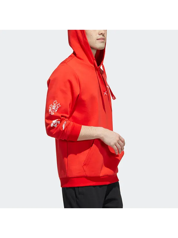 Толстовка adidas neo Artist Sweat Printed Sports Hooded Sweater Men's Red — изображение 4 из 4, красный