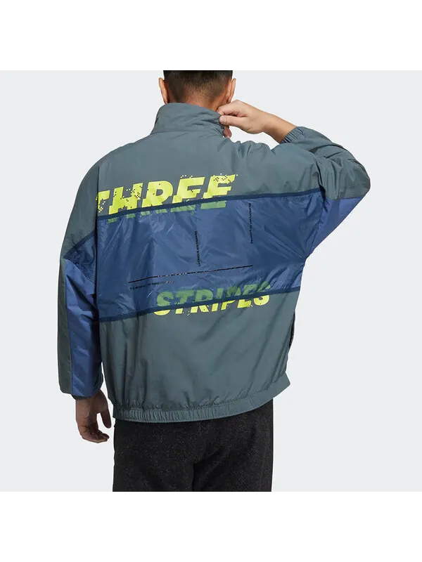 Куртка m wrd wov jkt sports loose contrasting colors printing woven stand collar jacket blue Adidas — изображение 4 из 4