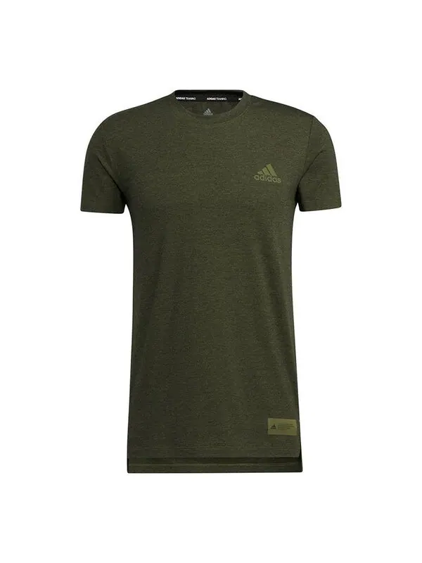 Футболка stu tech tee однотонные тренировочные спортивные с коротким рукавом Adidas — изображение 1 из 4, зеленый