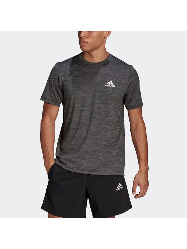 Футболка adidas M Ht El Tee Training Sports Round Neck Short Sleeve Metallic Black — изображение 2 из 4, золотисто-черный