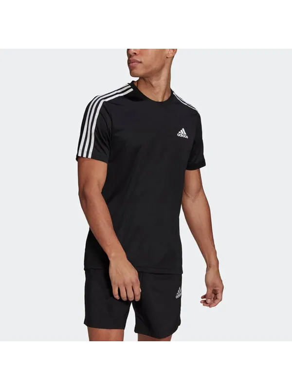 Футболка m 3s t casual sports с полосками по бокам, с круглым вырезом, с коротким рукавом, Adidas — изображение 3 из 4