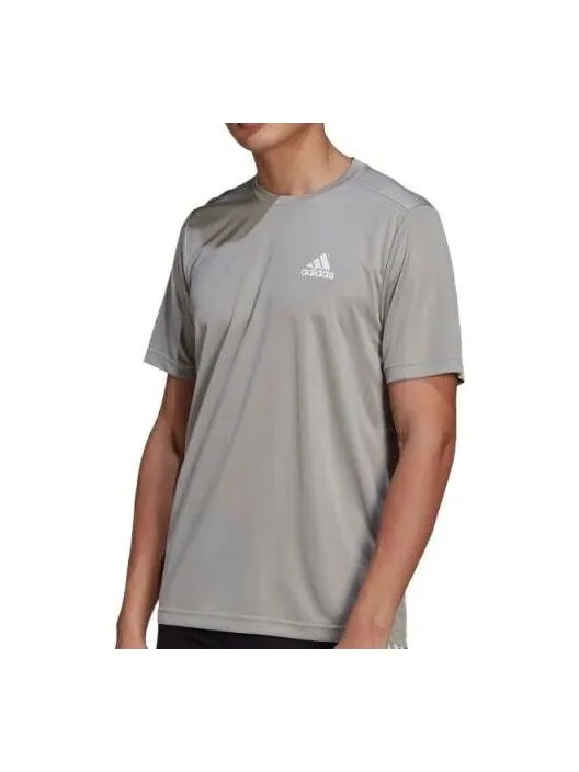 Футболка adidas AEROREADY Designed To Move Motion T-shirt 'Mgh Solid Grey White' — изображение 1 из 3, серый/белый