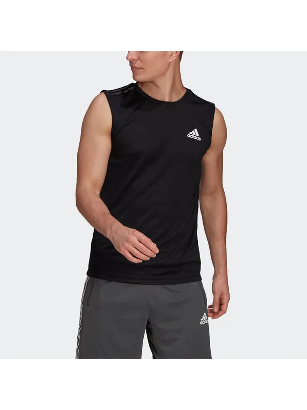 Майка adidas M 3s Tk Causual Sports Training Ventilate Sleeveness Vest Male Black — изображение 2 из 4, черный