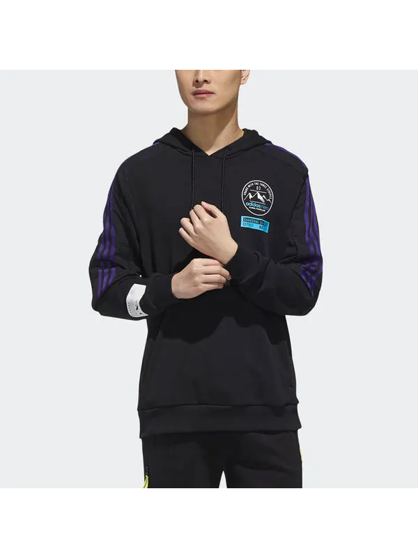 Толстовка Men's adidas neo Travel Printing Casual Black — изображение 3 из 4, черный