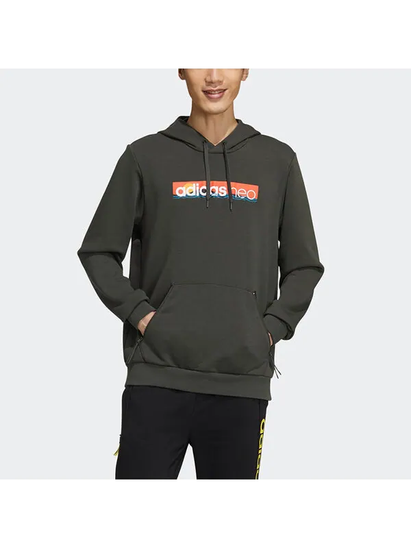 Толстовка neo multi-color printing logo casual hooded pullover brown Adidas — изображение 3 из 3, коричневый