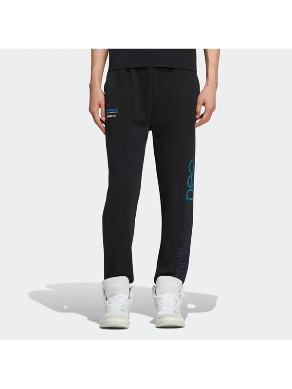 Спортивные штаны adidas neo M Fav Ss Tp 2 Printing Casual Sports Pants Black — изображение 2 из 4, черный