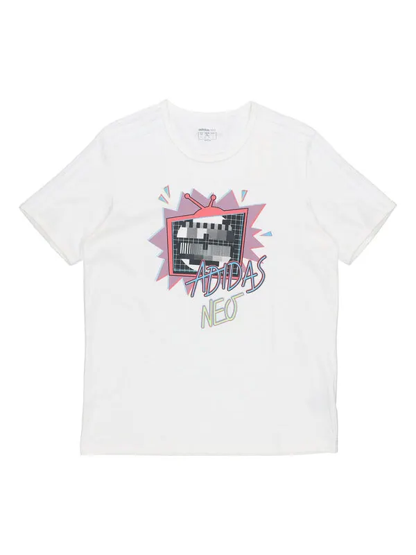 Футболка neo funny printing sports round neck short sleeve white Adidas — изображение 1 из 4, белый