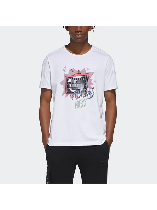 Футболка neo funny printing sports round neck short sleeve white Adidas — изображение 3 из 4, белый