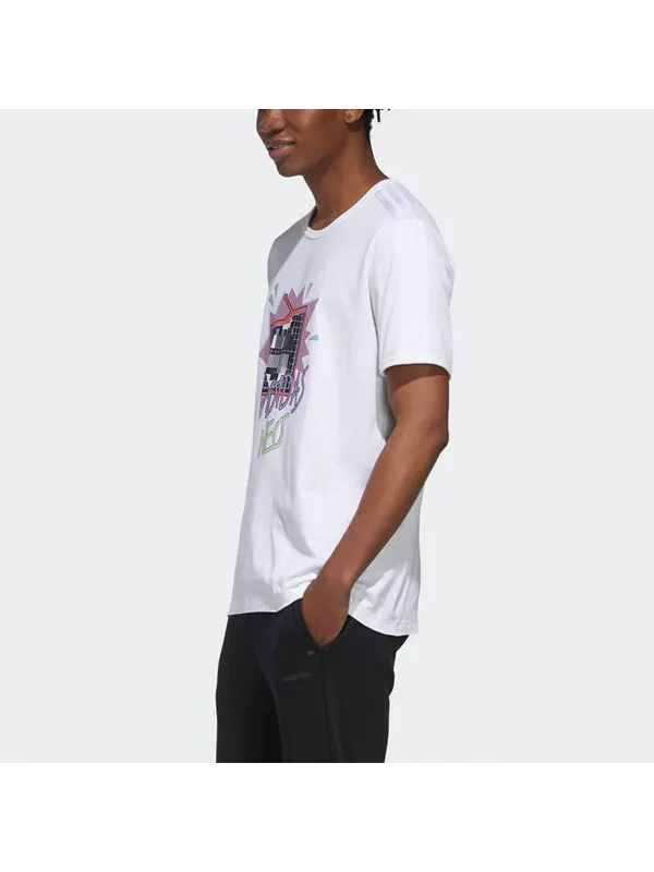 Футболка neo funny printing sports round neck short sleeve white Adidas — изображение 4 из 4, белый