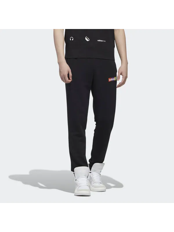 Спортивные штаны adidas neo M Fav Nn Tp 1 logo Knit Bundle Feet Sports Pants Black — изображение 3 из 4, черный