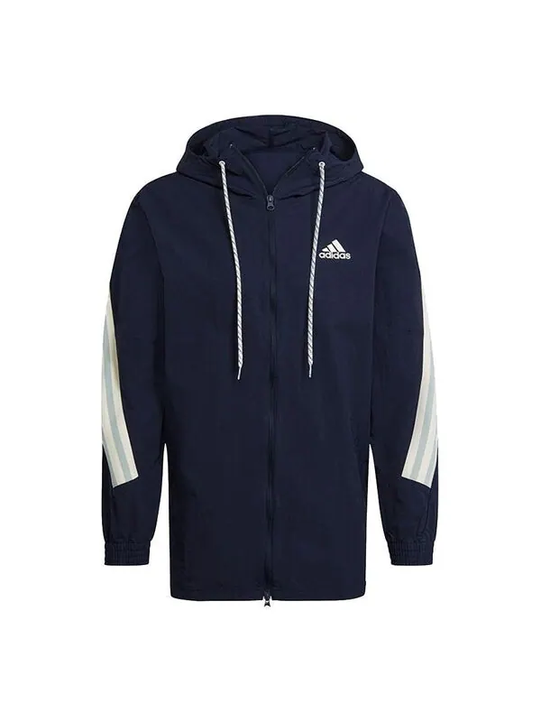 Куртка adidas M 3s Tape Jkt Colorblock Casual Sports Hooded Jacket Navy Blue — изображение 1 из 4, темно-синий