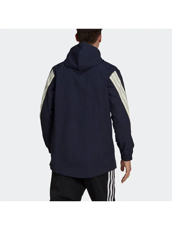 Куртка adidas M 3s Tape Jkt Colorblock Casual Sports Hooded Jacket Navy Blue — изображение 3 из 4, темно-синий