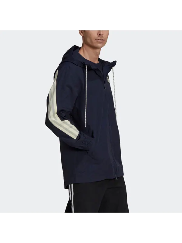 Куртка adidas M 3s Tape Jkt Colorblock Casual Sports Hooded Jacket Navy Blue — изображение 4 из 4, темно-синий