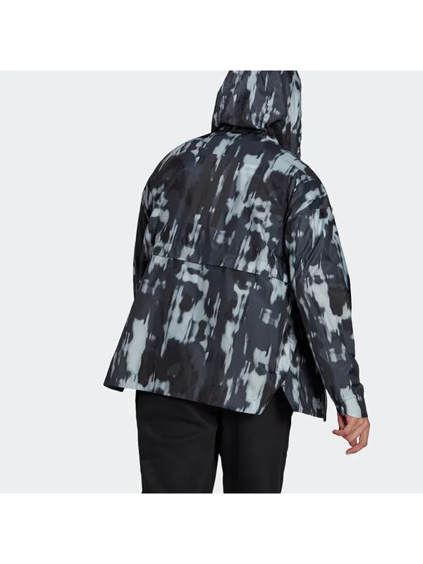 Куртка adidas Urban Aop WR Outdoor Sports Windproof Hooded Jacket Black — изображение 3 из 4, черный