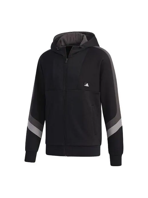 Куртка цветная спортивная повседневная куртка с капюшоном Adidas — изображение 1 из 4, черный