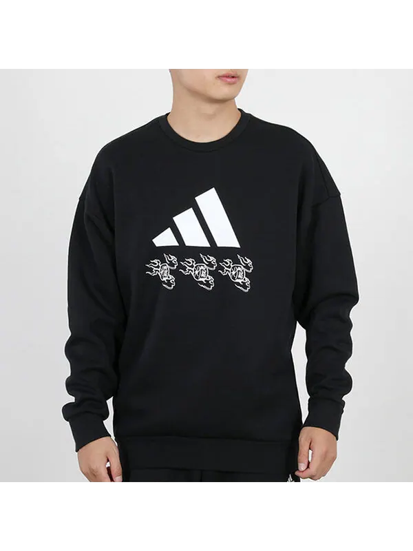 Толстовка adidas logo Applique Hooded Round-neck Loose Sweater Men Black — изображение 3 из 4, черный