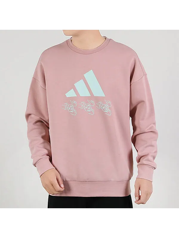Толстовка adidas Sports Round Neck Long Sleeves Pullover Pink Red — изображение 2 из 4, красный