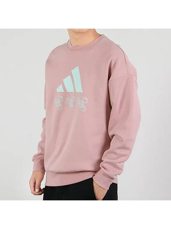 Толстовка adidas Sports Round Neck Long Sleeves Pullover Pink Red — изображение 4 из 4, красный