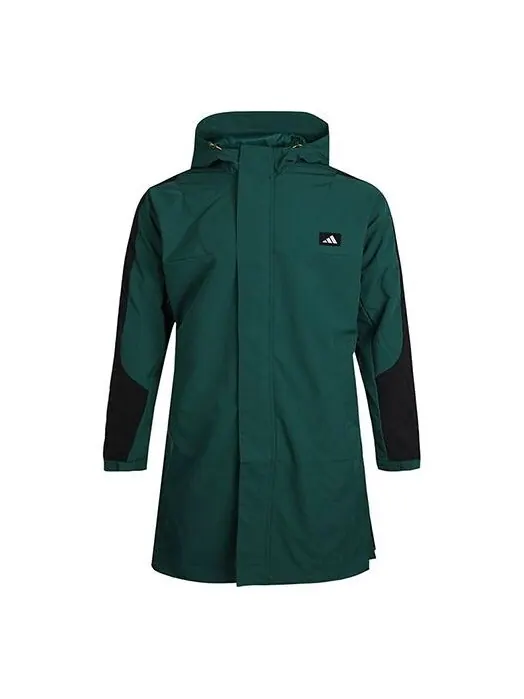 Куртка casual sports windproof fleece lined stay warm hooded windbreaker jacket green Adidas — изображение 1 из 4, зеленый