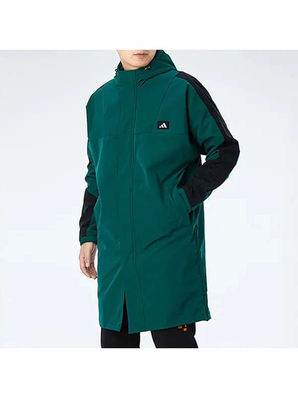 Куртка casual sports windproof fleece lined stay warm hooded windbreaker jacket green Adidas — изображение 3 из 4, зеленый