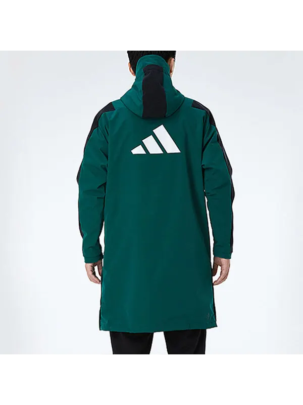 Куртка casual sports windproof fleece lined stay warm hooded windbreaker jacket green Adidas — изображение 4 из 4, зеленый