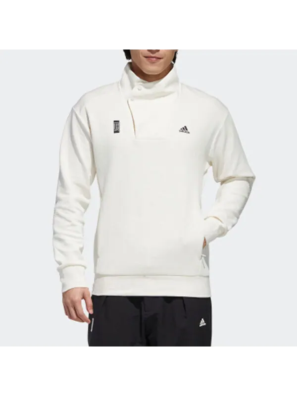 Толстовка [same to the left] wuji high collar side button sports men's white Adidas — изображение 3 из 4, розовый/белый