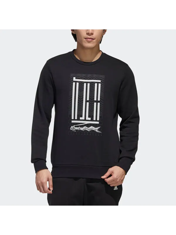 Толстовка adidas Wj Crew Logo Printing Pullover Round Neck Black — изображение 3 из 4, черный