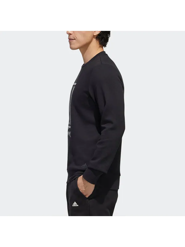 Толстовка adidas Wj Crew Logo Printing Pullover Round Neck Black — изображение 4 из 4, черный
