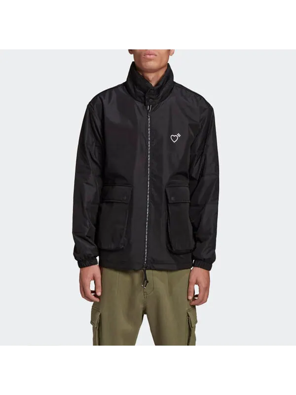 Куртка adidas originals x HUMAN MADE Crossover Embroidered Logo Stand Collar Jacket Black — изображение 3 из 4, черный