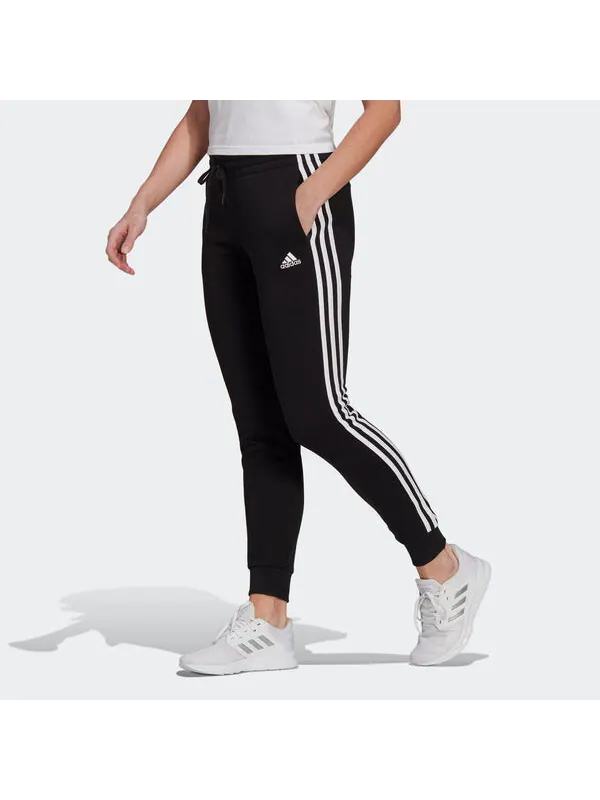 Брюки Essentials флисовые брюки с тремя полосками азиатские размеры Adidas — изображение 2 из 4, черный