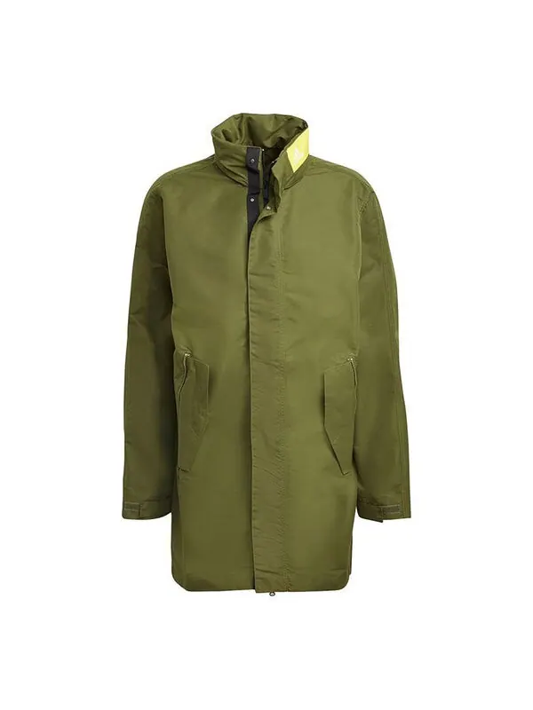 Куртка m parka athleisure casual sports mid-length stand collar jacket green Adidas — изображение 1 из 1, зеленый