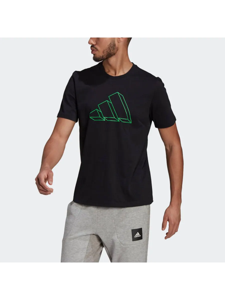 Футболка adidas M Fi Gfx Tee Athleisure Casual Sports Round Neck Short Sleeve Black — изображение 3 из 5, черный